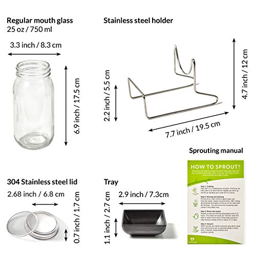 1 Pack Seed Sprouting Jar Kit Complete Indoor Growing Set for Making Sprouts Easy Fresh