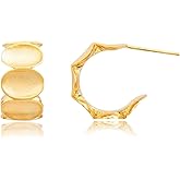 HERGEMST 18K Gold Plated Chunky Hoop Earring for Women, Small Classic Gold Earrings, Hypoallergenic Hoop Earrings for Everyday Wear