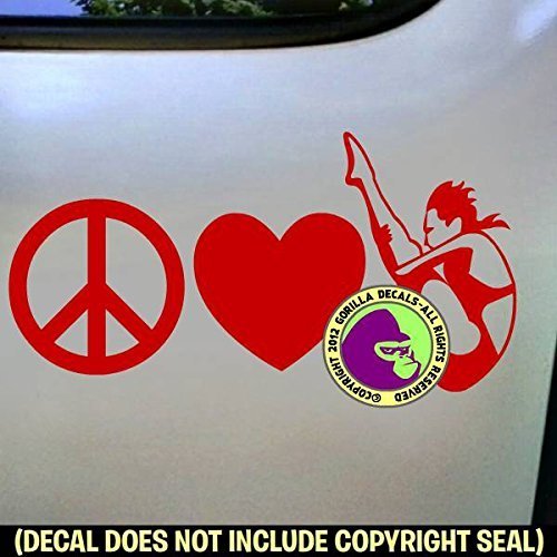 PEACE LOVE SPRINGBOARD DIVER FEMALE Vinyl Decal Sticker A