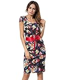 MOQUEEN Womens Short Sleeve Print Midi Party Dresses Bodycon Knee Length