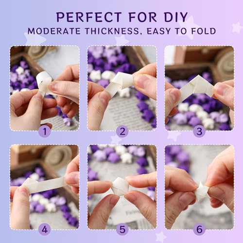 MCPINKY 1080 Sheets Star Origami Paper, Purple Star Paper Strip Double Sided Origami Stars Paper Lucky Star Paper for DIY Crafts Art School Supply