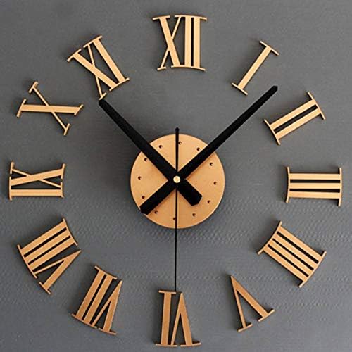 HUSHIJIAN Modern Luxury 3D Wall Clock Big Size Home Decor DIY Large Roman Quartz Clocks Acrylic Mirror Wall Stickers
