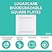 Ilyapa 50 Biodegradable Disposable Square Dinner Plates - 10 Inch White Compostable & Microwavable Tree Free Sugarcane Plates, Bulk Set