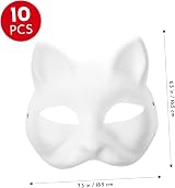 STOBOK 10Pcs White Paper Masks Unpainted Cat Half Blank for DIY Craft Party view 2
