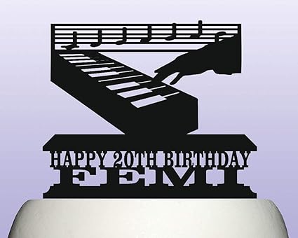 Decoration De Gateau D Anniversaire Personnalisee En Acrylique Avec Clavier De Piano Et Notes De Musique Amazon Fr Cuisine Maison