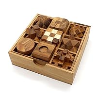 Fun Games for Adults 3D Wooden Puzzle Brain Teasers and Educational Games in Set of 9 Wooden Puzzles to Challenging Puzzles for Adults and Brain Games for Kids Suit for Living Room Decorations Table