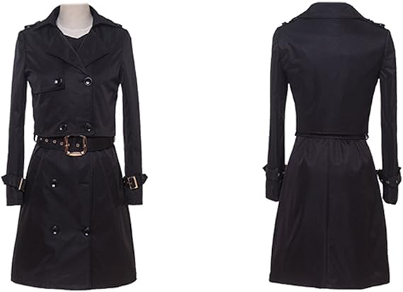 Amazon トレンチコート レディース 春 黒 ロング ブラック アウター 2点セット スプリングコート フォーマル 通勤 Ol 黒 M コート ジャケット 通販