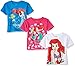 Disney Little Girls' Toddler the Little Mermaid Ariel 3-Pack Short Sleeve T-Shirt, Turquoise/Fuchsia/White, 4T