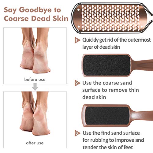 Foot File Pedicure Foot Scrubber Double-sided Callus Remover INFELING Stainless Steel Callus File Large Foot Rasp Grater for Wet and Dry Feet (3 Pack)