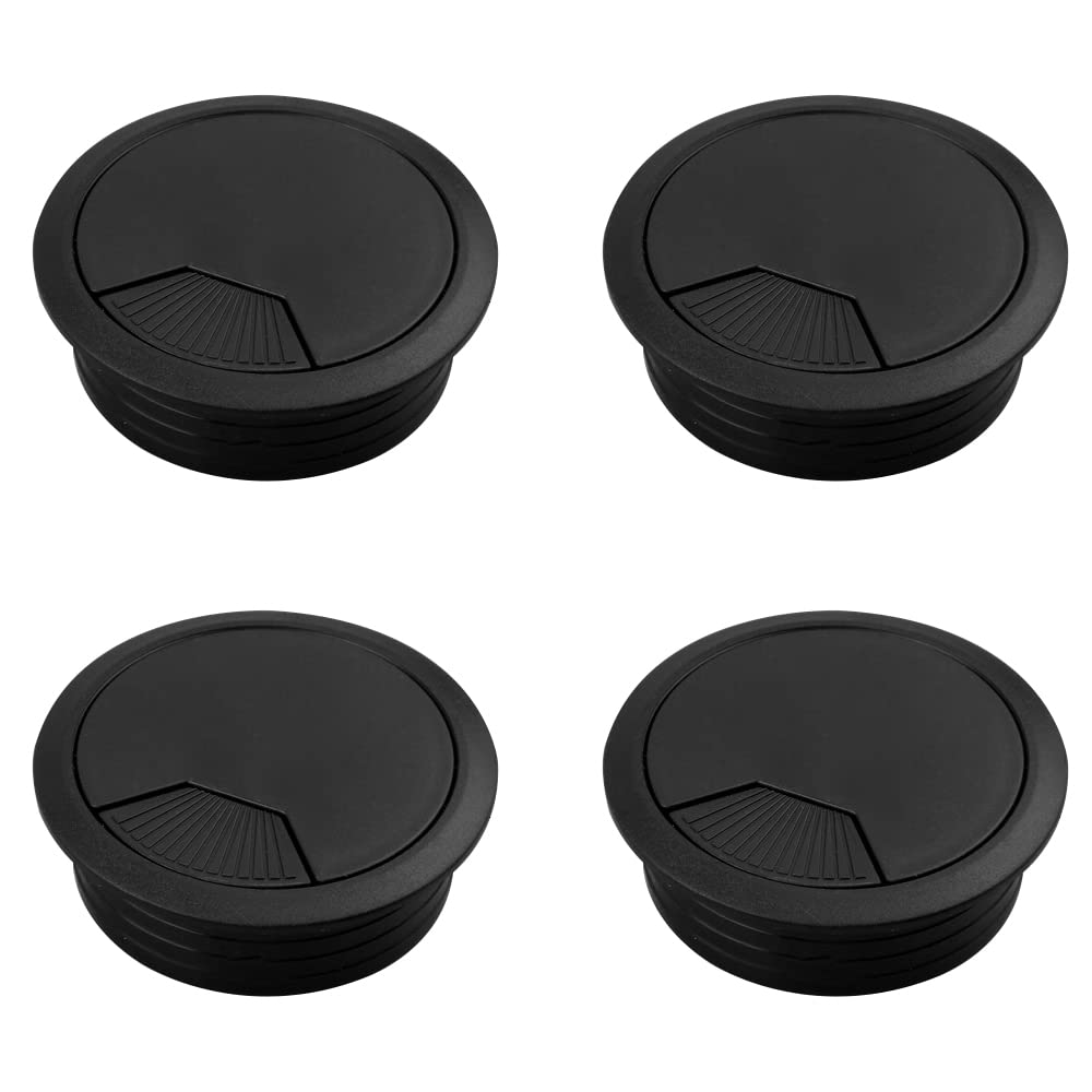XHNFCU 4-Pack 60mm Black Desk Grommet Cable Tidies