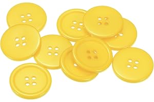 HARFINGTON 10pcs 40L Sewing Buttons 1"(25mm) Resin Round Flat 4-Hole Craft Buttons for Sewing Clothing and DIY, Yellow
