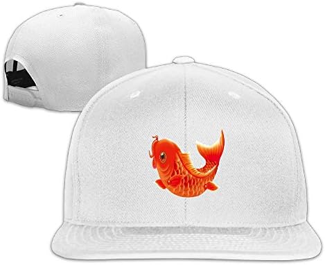 Odr KOPWIEA Men Red Auspicious Carp Classic Travel White Cap Hat Adjustable Snapback