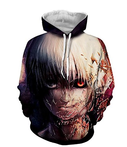 DreamAndReality Unisex Hoodies Tokyo Ghouls Ken Kaneki 3D Print Pullover Sportswear Sweatshirt Tops 136