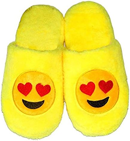 SaikerMan Unisex Emoji Warm Soft Cute Shoes Indoor Household Slippers (S - Size 38-39/6-6.5 B(M) US, (Yellow) Loving Eyes)
