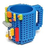 Astra shop Newest Creative 1Piece Build-On Brick Mug/ Lego Type Building Blocks Coffee Cup/ DIY Block Puzzle Mug 12oz/ Awsome Christmas gifts,Blue