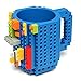 Astra shop Newest Creative 1Piece Build-On Brick Mug/ Lego Type Building Blocks Coffee Cup/ DIY Block Puzzle Mug 12oz/ Awsome Christmas gifts,Blue