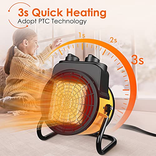 Space Heater, Heaters for Indoor Use Large Room, 1500W Portable Heater with 3 Modes, 3s Fast Heat, Thermostat with Overheat Protection, Electric Heaters for Outdoor Use, 2 in 1 for All Year Round
