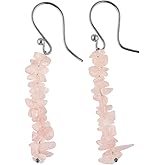 GEMSPLACE Natural Rose Quartz Chips Dangle Earrings for Women Healing Chakra Gemstone Earring Healing Crystal Earring Jewelry Gemstone Size 3 to 5 mm Approx