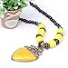SUMAJU Pendant Beaded Necklace, Vintage Big Charms Drop Heart Shape Pendant Wood Beaded Enamel Collar Statement Necklace