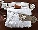 AIKOFUL Down Comforter Queen/Full Size,Cotton Cover Hypoallergenic White Muscovy Down Comforter, Duvet insert, Cotton Duvet Cover,Double Edge Gray Piping, 600TC 700Fill Power