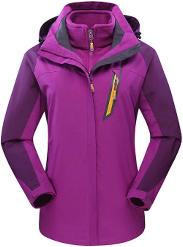 POPLY Men&Women's Coat, Men's Hoodied Outdoor Outfit Two Piece Three in One Warm Waterproof Breathable Coat,Rain Coats for Women Solid Coats for Women Purple