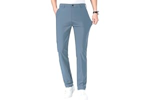 LUSHENUNI Men's Golf Pants Slim High Stretch, Ice Silk Dress Pants with Expandable-Waist Pants