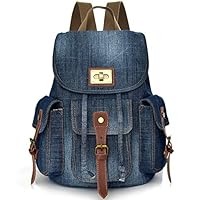Syhonic Denim School Backpack for Teen Girls Women,Bookbag Rucksack Pupil Middle High College School Student Slim Small Jeans Travel Bag Shoulder Bag (Blue)
