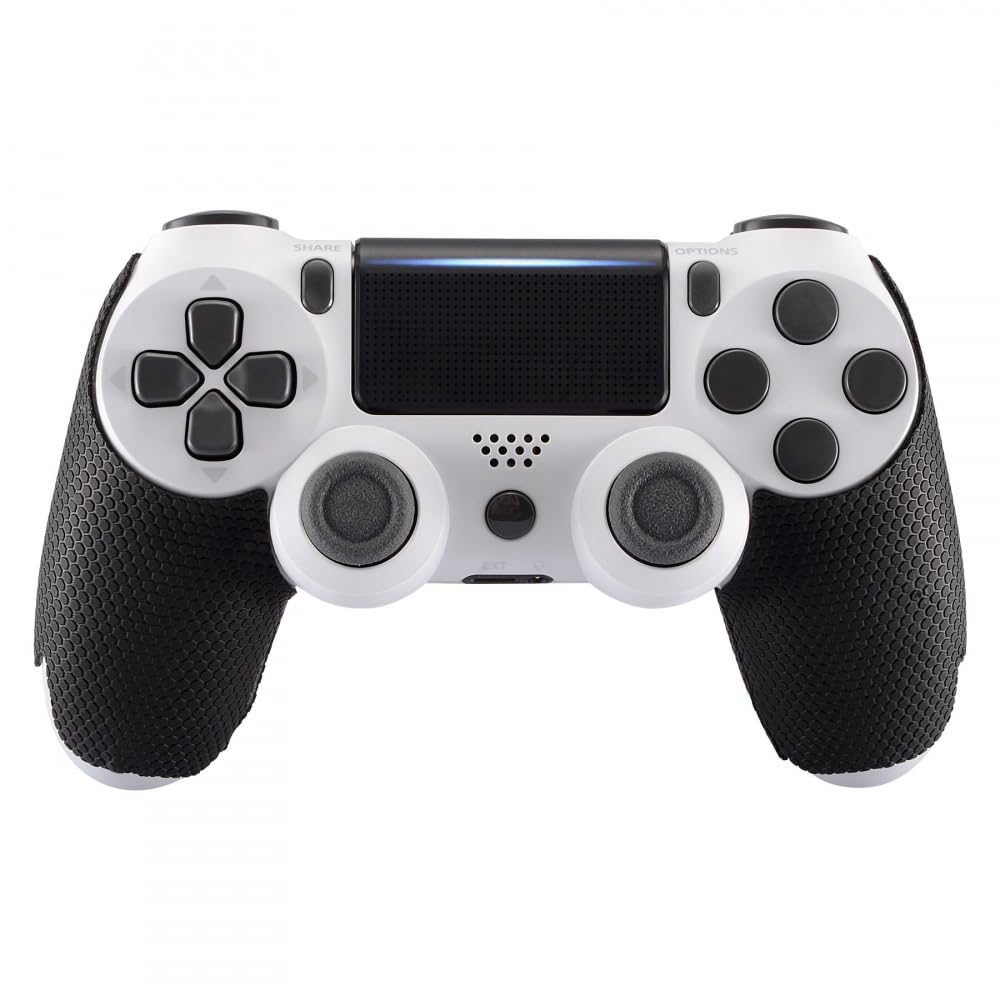eXtremeRate Black Anti-Skid Sweat-Absorbent Controller Grips for ps4 Controller, Professional Textured Soft Rubber Handle Grips for ps4 Slim Pro - Improve The Grip and Comfort