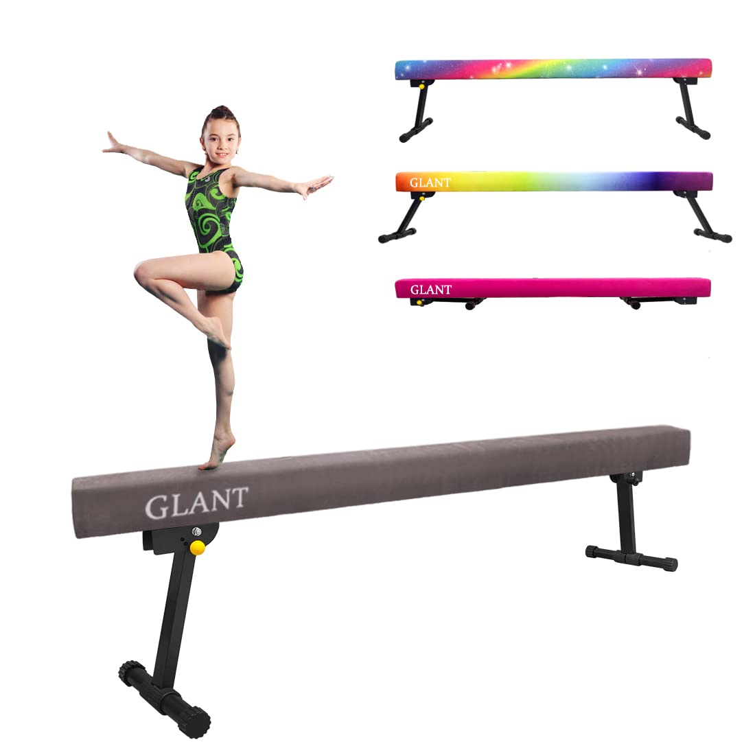 Photo 1 of **HAS BEEN USED/ DIRTY***FINAL SALE****GLANT 8ft Ultrasimple Adjustable&Foldable Balance Beam,High-Low Floor Beam Suede Gymnastics Equipment,No Tool Require, Gymnastics Beam for Training&Professional HomeTraining (Grey, 8ft)