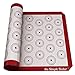Simple Baker Premium Non-stick Silicone Baking Mat for Macarons - Half Sheet Size 36 cookie template - Bonus Digital Macaron Recipe Book (Red Staggered)