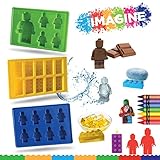 Just IMAGINE - Silicone Candy Molds & Ice Cube Trays - SET OF 3 - Lego Mold - Figures & Building Bricks Especially for Lego Lovers!