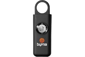Byrna Banshee Personal Safety Alarm - 130 dB Loud Military Grade Self Defense Emergency Keychain Siren Device with LED Strobe Alert Light for Women, Men, Children, Elderly, Hikers and Runners (Black)