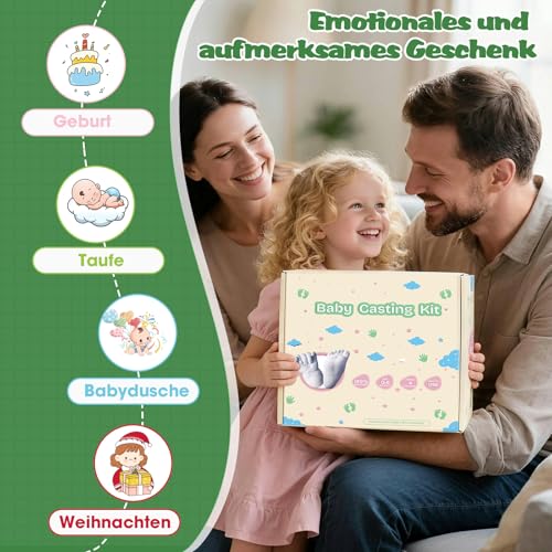 TOGOU2S Gipsabdruck Baby Hand und Fuß für 4 Abdrücke Ungiftig 3D Gips Abdruck Hände mit Farben, Personalisierte Andenken Baby Geschenk Geburt Neugeborenen Geschenk für Frische Eltern