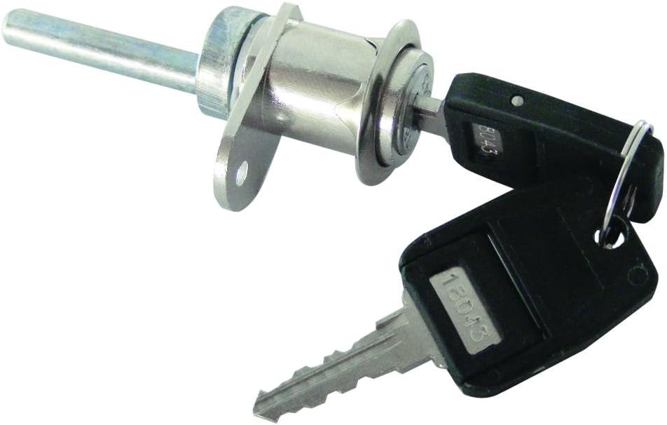 Asec 708-RKB-10MB Single Flange Fix Furniture Pedestal Lock 2 Keys Chrome