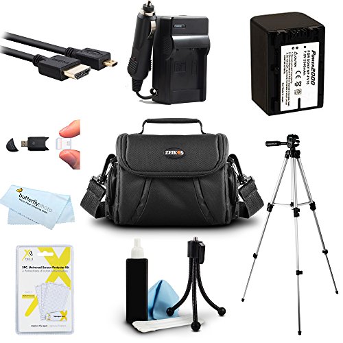 Must Have Accessory Kit For Sony HDR-CX230, HDR-CX330, HDR-CX900, HDR-PJ540, HDR-PJ670, FDR-AX33, FDR-AX53, FDRAX53/B HD Camcorder Includes Replacement NP-FV70 Battery + Charger + Case + Tripod + More