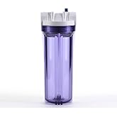 Hydronix HF3-10CLWH34PR, 10" Clear Housing with White Rib Cap for RO &amp; Filtration Systems, 3/4" Ports with Relief Button