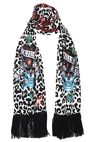 Ed Hardy Womens LKS Knit Scarf - Off White/Black