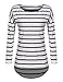 Halife Women's Crew Neck Long Sleeve T Shirt Women Loose Fit Casual Top Blouse,Black and White,Large