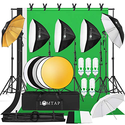LOMTAP Photography Softbox Light Kit Photo Studio Lighting Kit 6.5ftx9