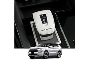 Kakash Custom Interior Accessories for Mitsubishi Outlander 2022 2023 2024 Outlander PHEV 2023 2024 Leather Automatic Gear Shift Knob Cover,Transimission Boots Shift Lever Sheath(Beige + Black)