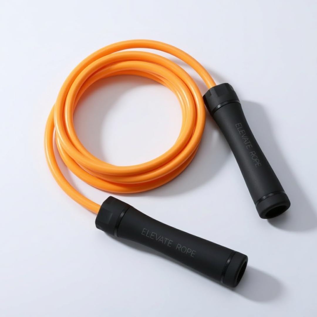 Elevate Rope Jump Rope - 0.5kg, 3m, 10mm PVC - Smooth Bearings, Ideal for Indoor/Outdoor, Build Muscles & Cardio (Orange)