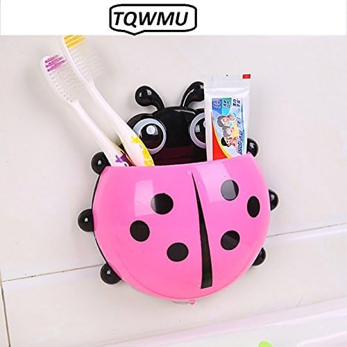 TQWMU® High Quality Ladybug Toothbrush Holder Cute Cartoon Insect Ladybird Shape Bathroom Wall Suction Hooks Sets Tooth Brush Container