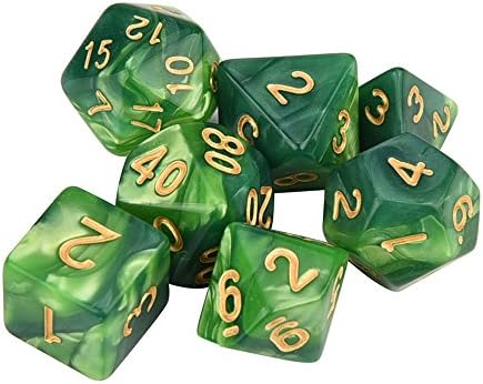 Outsta 7pcs/Set TRPG Game Dungeons & Dragons Polyhedral D4-D20 Multi Sided Acrylic Dice for Adult Children Party Having Fun (L)
