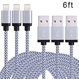 Cordify iPhone Charger 3pcs 6FT Nylon Braided 8Pin Lightning to USB Sync & Charging Cable Cord Compatible with iPhone 7 7+ 6s 6+ 5s 5c 5 SE, iPad Pro, Air 2, iPad mini 4 3 2, iPod Nano/Touch (White)