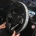 MLOVESIE Leather Steering Wheel Cover with Crystal Bling Bling Rhinestones for Girls,Lady Universal Fit 38cm (Black)
