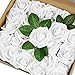 Vlovelife Artificial Flowers with Stem, 25pcs White Real Looking Roses, Fake Rose Flowers with Stem for DIY Wedding Bouquets Centerpieces Arrangements Birthday Baby Shower Home Party Decor
