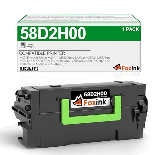 FOXINK Toner Cartridge Replacement MS823, Compatible Toner Cartridges 58D2H00 for MS821DN MS821N MS822DE MS823DN MS823N MS825DN MS826DE MX721ADE MX722ADHE Printer, Black-1 Pack