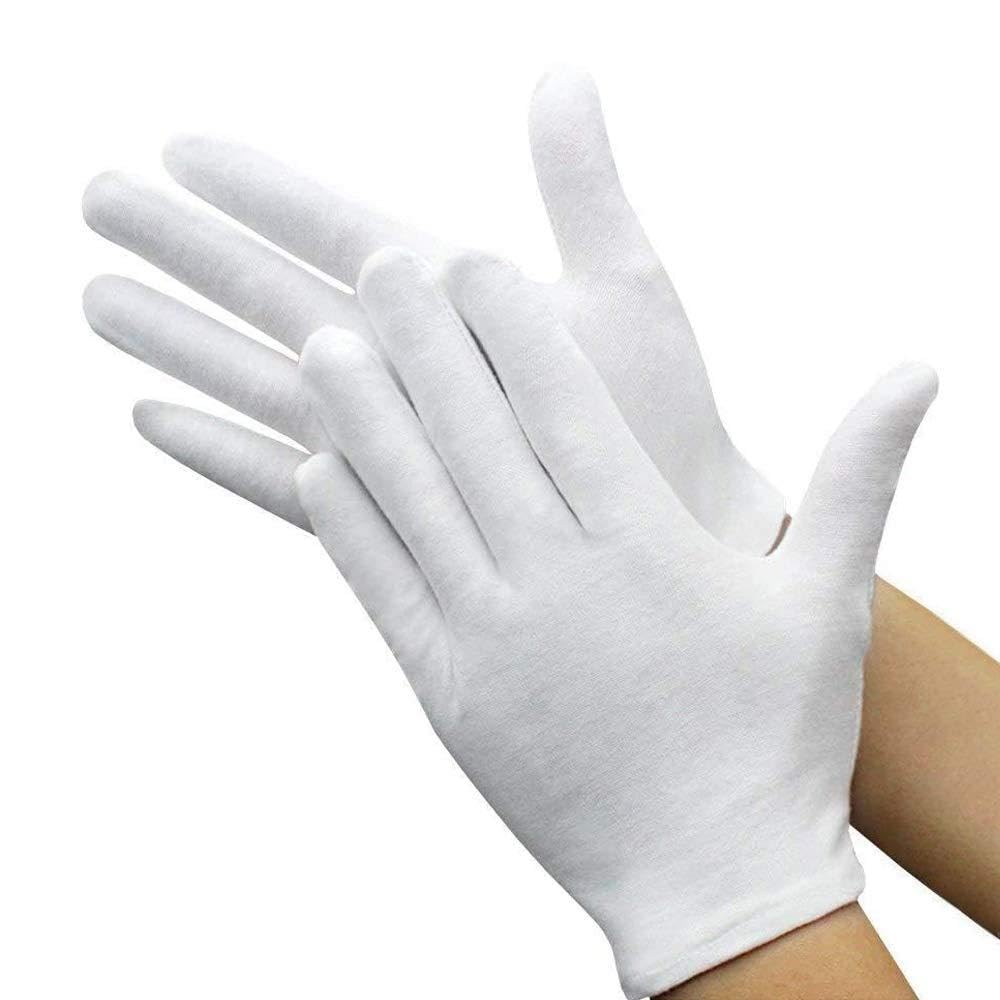 3 Pair Pure Cotton White Gloves Inspection Jewelry Health Daily Work Gloves Stretchable Lining Glove for Men Women