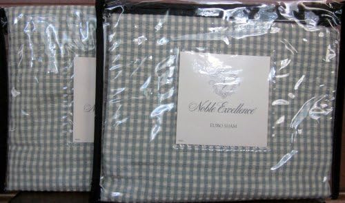 NOBLE EXCELLENCE Blue BIRDS OF A FEATHER Gingham Check Plaid Euro European Pillow Sham