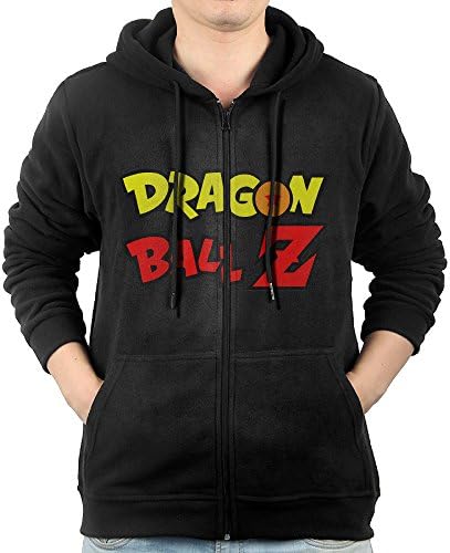 LuosisiJia Hoodie Sweatshirt Men's DBZ Logo Long Sleeve Zip-up Hooded Sweatshirt Jacket Black